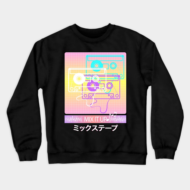 Mix Tape Vaporwave Aesthetic Retro Art - Japanese Otaku Crewneck Sweatshirt by Vaporwave